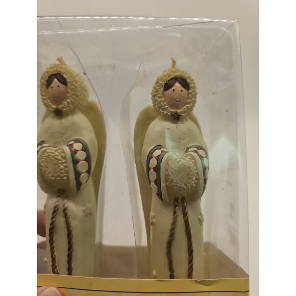 VTG AMSCAN HOLIDAY ANGEL CANDLE SET OF 2 10" CHRISTMAS #449407 HAND PAINTED - Picture 5 of 7